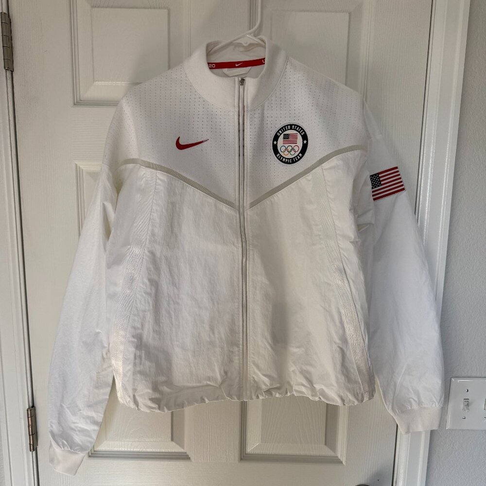 Nike USA Olympic White Windbreaker Jacket - Women Size L